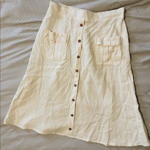 Roolee Linen Blend Ivory Skirt
